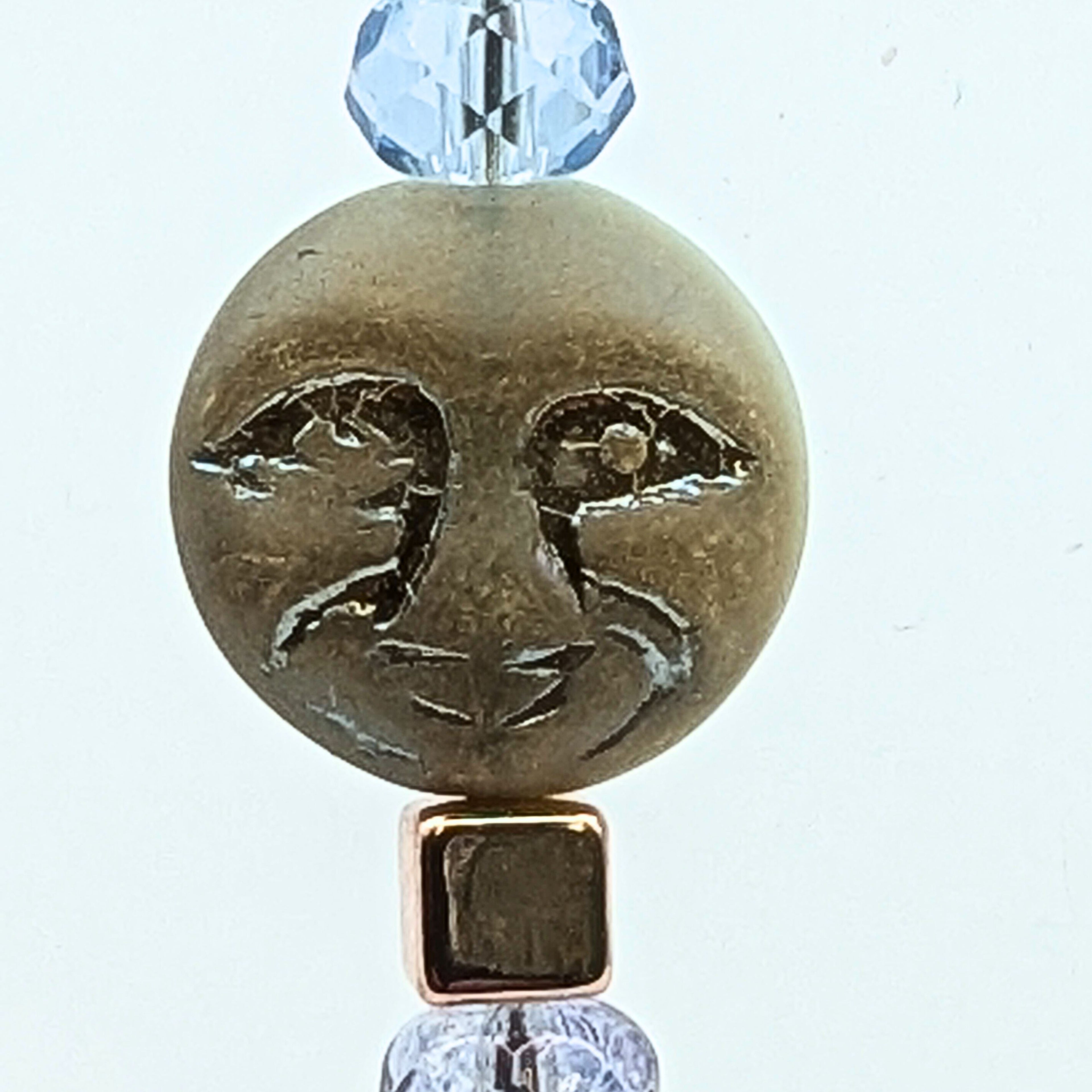 Czech Glass Moon Face Dangle Earrings image 2