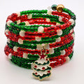 Super Chunky Christmas Beaded Wrap Cuff Bracelet image 0