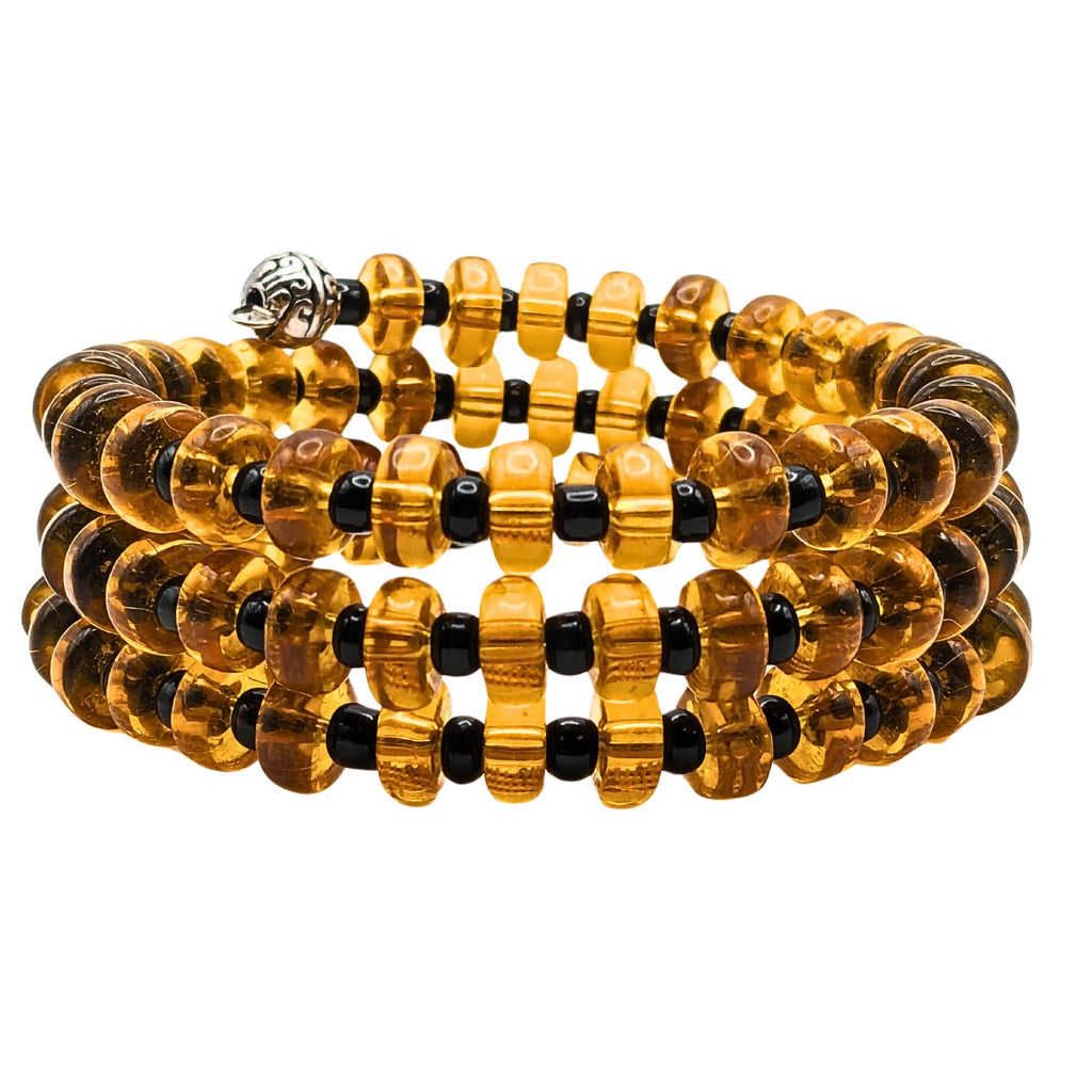 Black And Honey Beaded Cuff Bracelet image 2