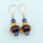 Yellow And Plum Swirled Dangle Earrings image 2