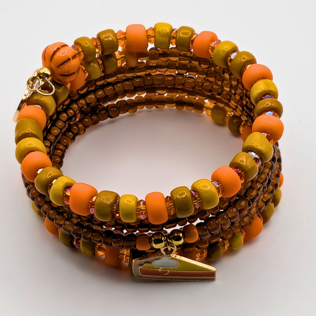Fall Pumpkin Pie Beaded Cuff Bracelet image 3