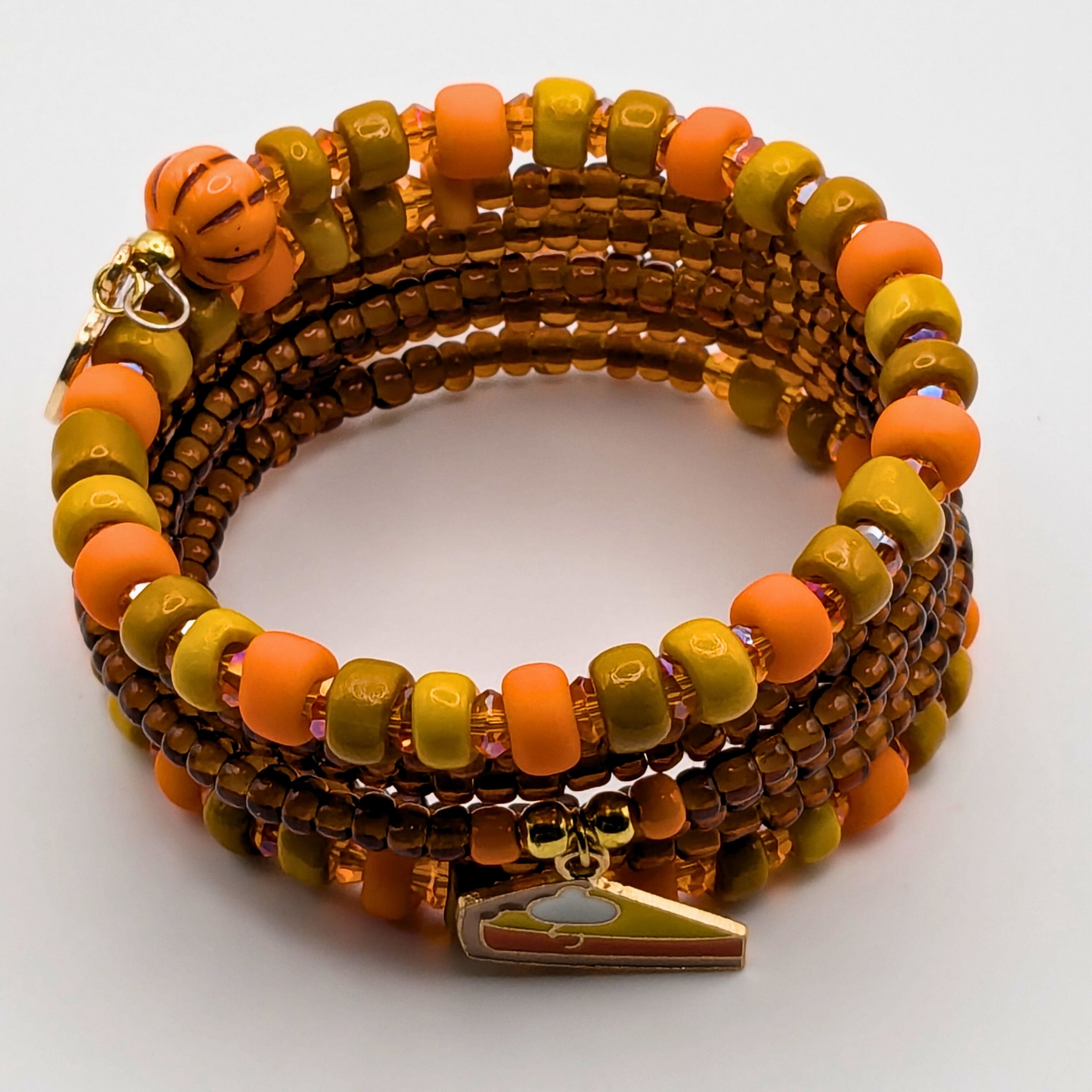 Fall Pumpkin Pie Beaded Cuff Bracelet image 3