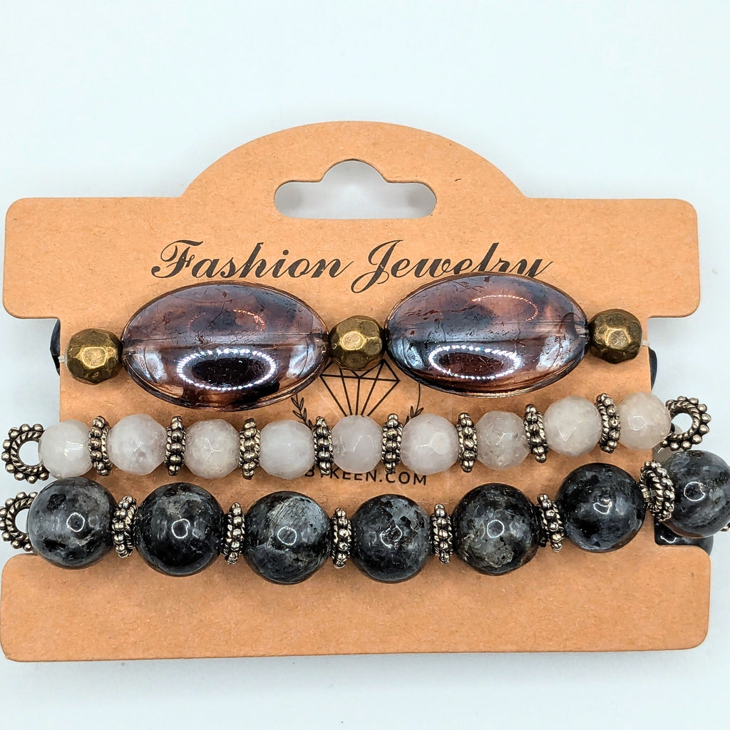 Mixed Beaded Bracelets for Women Jewelry Boho Beaded 3 Stacked Set image 2