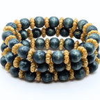 Deep Teal Beaded Bracelets for Women Jewelry Boho Beaded 3 Stacked Set image 1