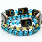 Peacock Beaded Bracelets for Women Jewelry Boho Beaded 3 Stacked Set image 1