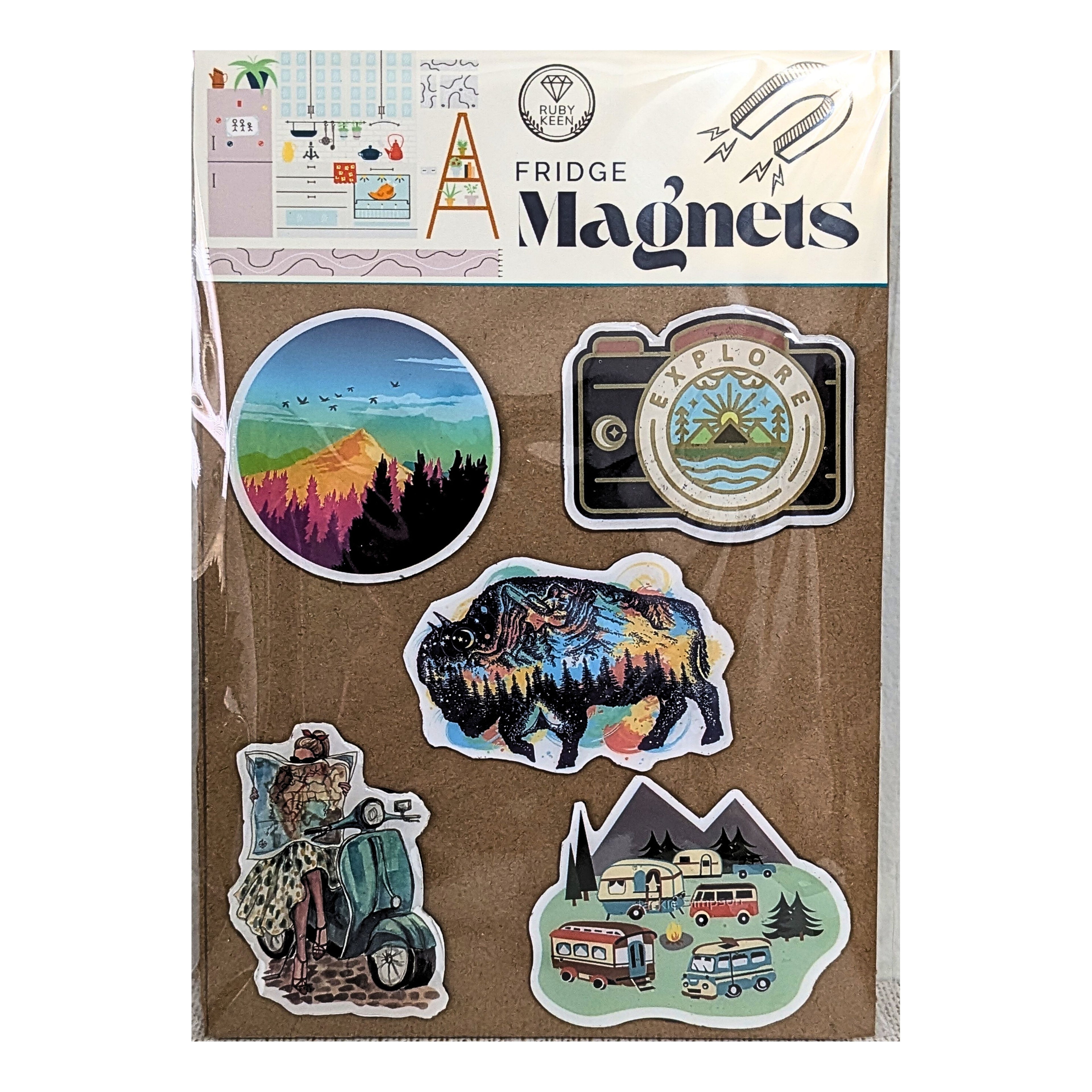 Travel Fridge Magnets – RV Vacation Decor – Road Trip Kitchen Ma image 0