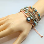 Pink And Blue Beaded Bracelets for Women Jewelry Boho Beaded 6 Stacked Set image 0