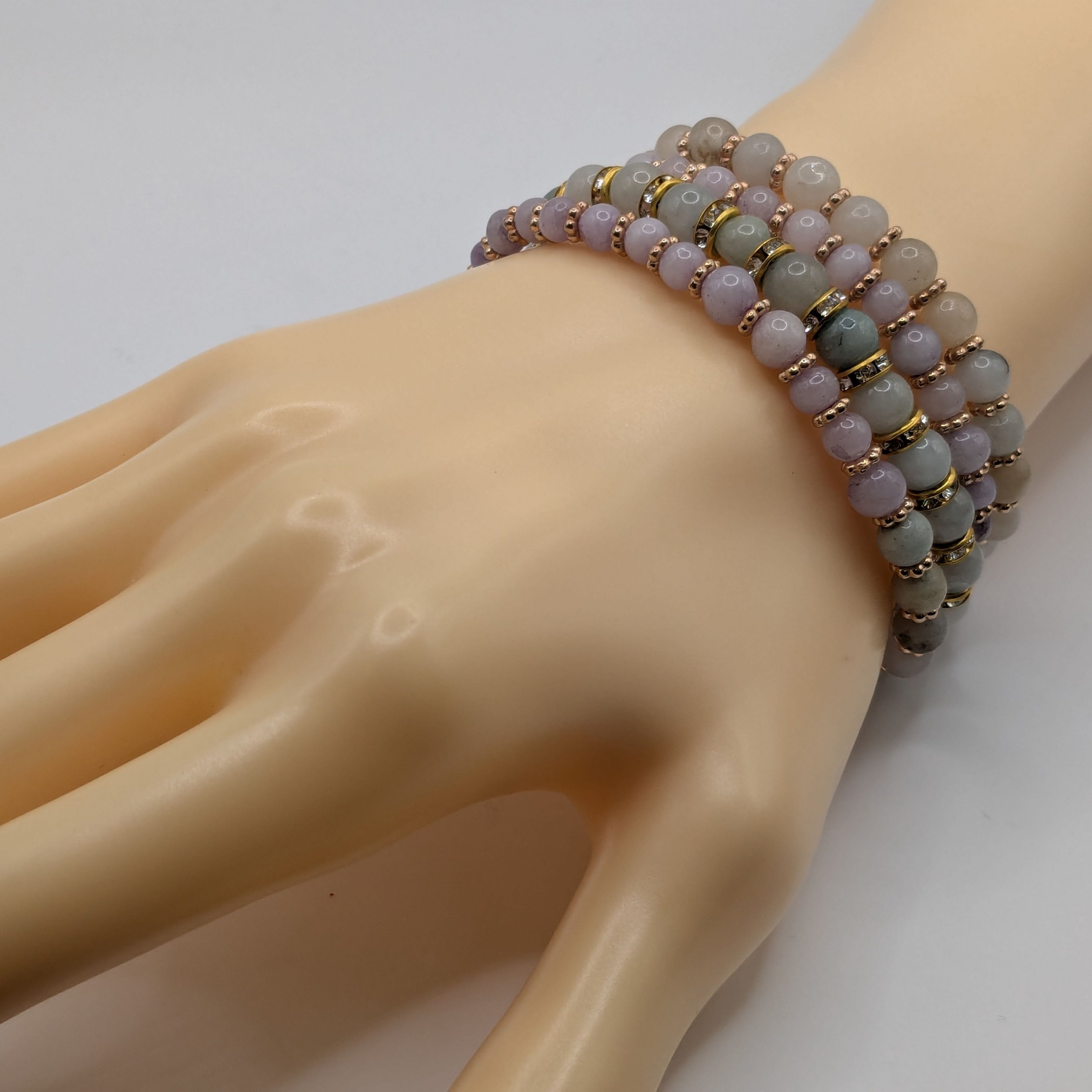 Gemstone Beaded Bracelets for Women Trendy Jewelry Boho 4 Stacked Set image 0