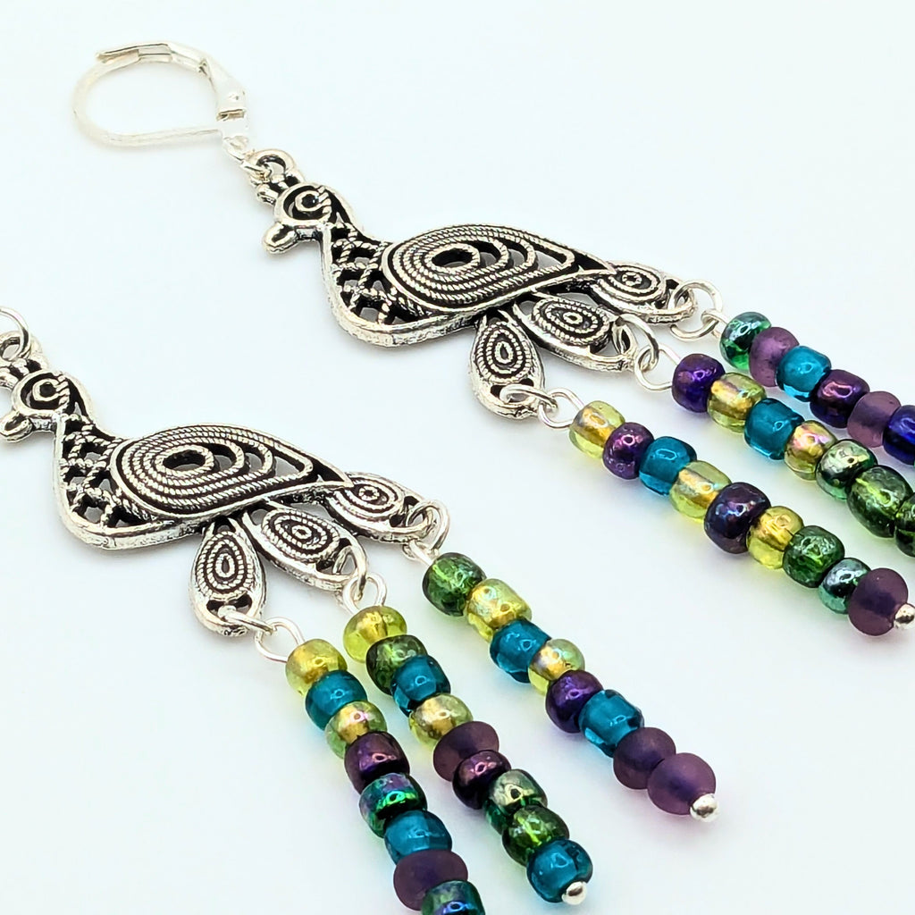 Peacock Crystal Dangle Earrings image 2