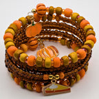 Fall Pumpkin Pie Beaded Cuff Bracelet image 1