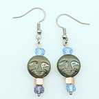 Czech Glass Moon Face Dangle Earrings image 3