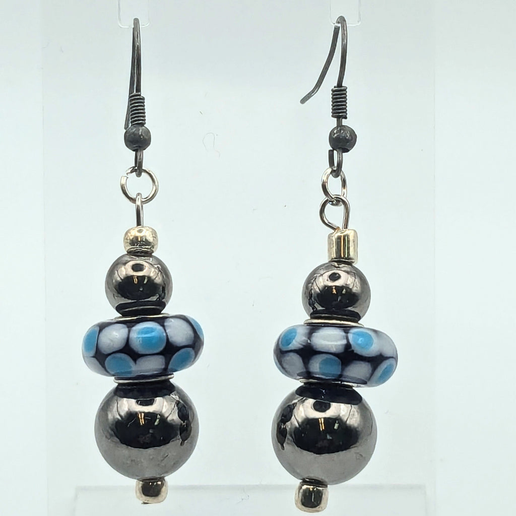 Chunky Silver And Blue Dangle Earrings image 4