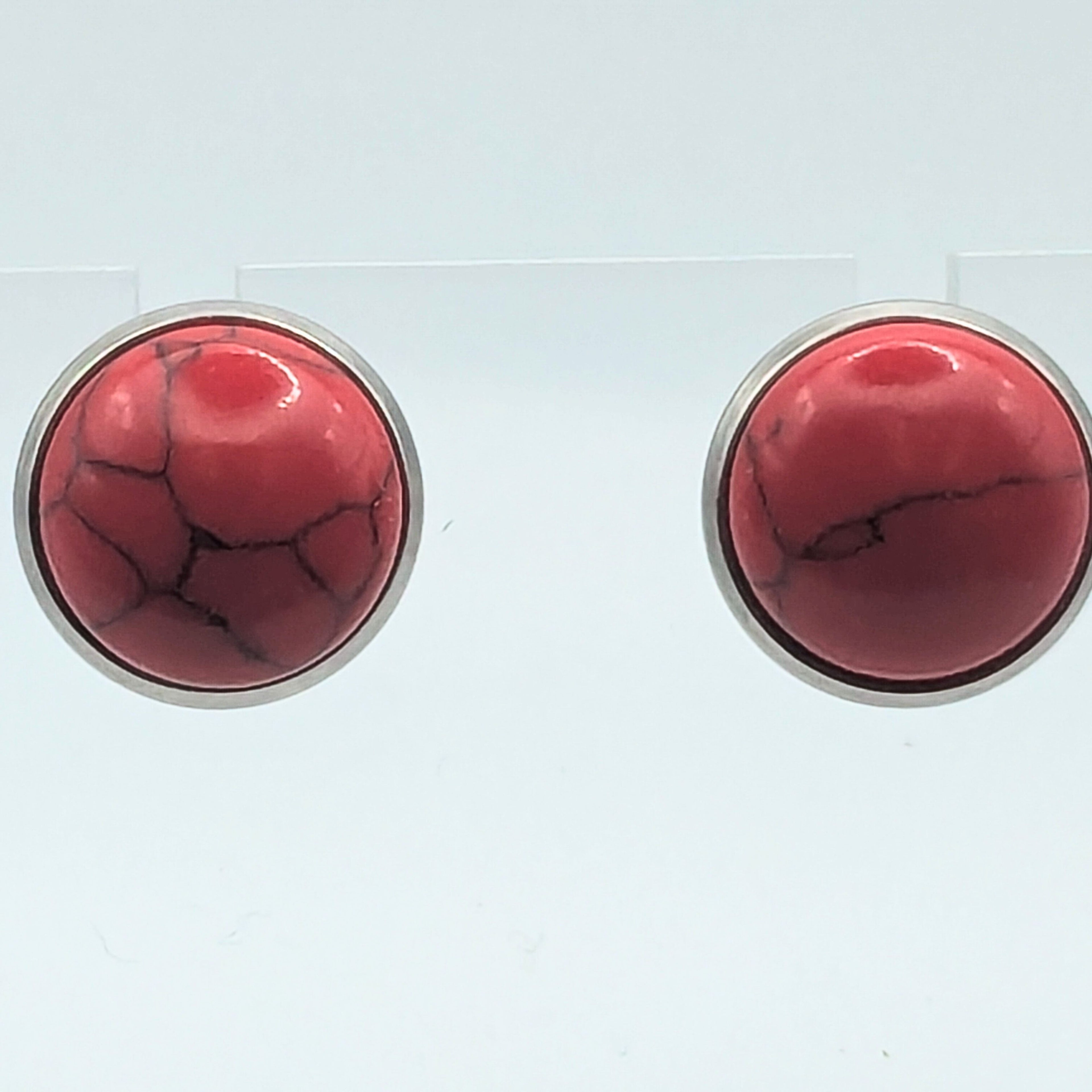 Red Stone Stud Earrings image 3