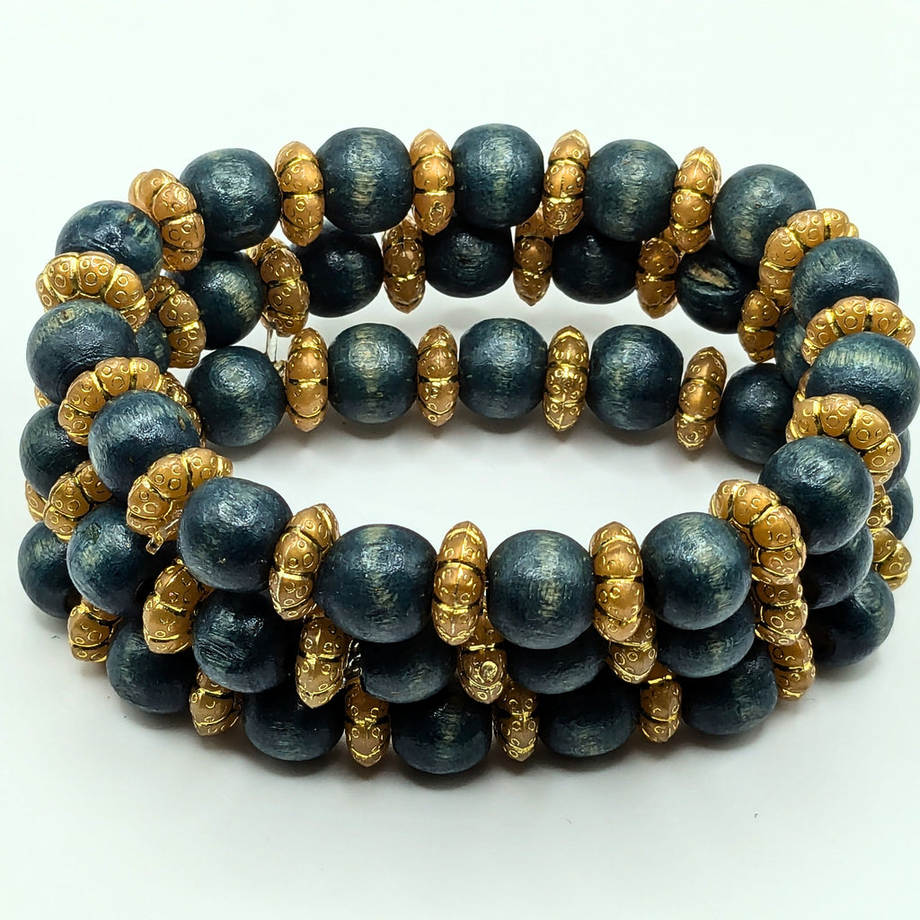 Deep Teal Beaded Bracelets for Women Jewelry Boho Beaded 3 Stacked Set image 2