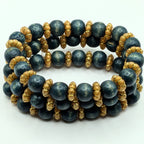 Deep Teal Beaded Bracelets for Women Jewelry Boho Beaded 3 Stacked Set image 2