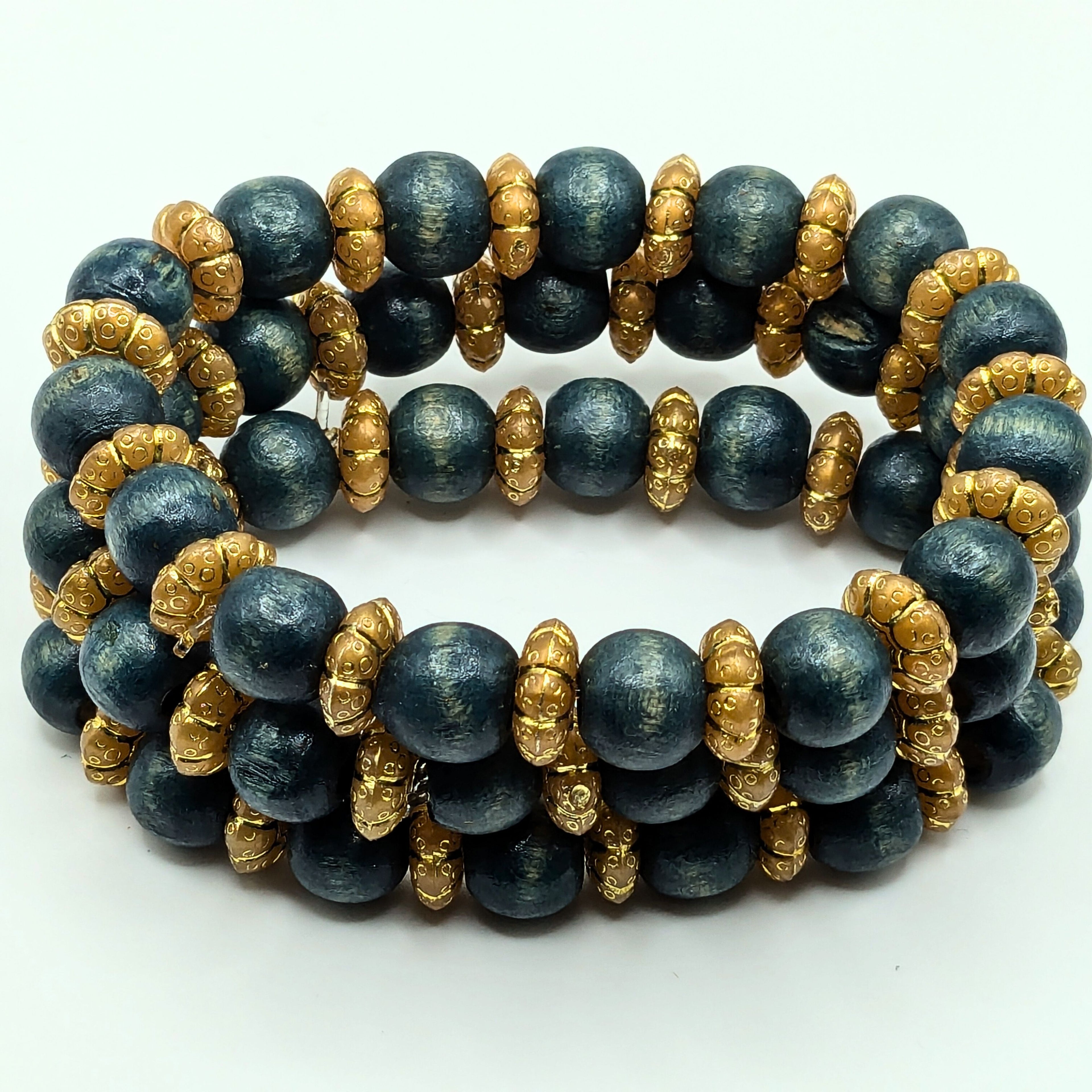 Deep Teal Beaded Bracelets for Women Jewelry Boho Beaded 3 Stacked Set image 2