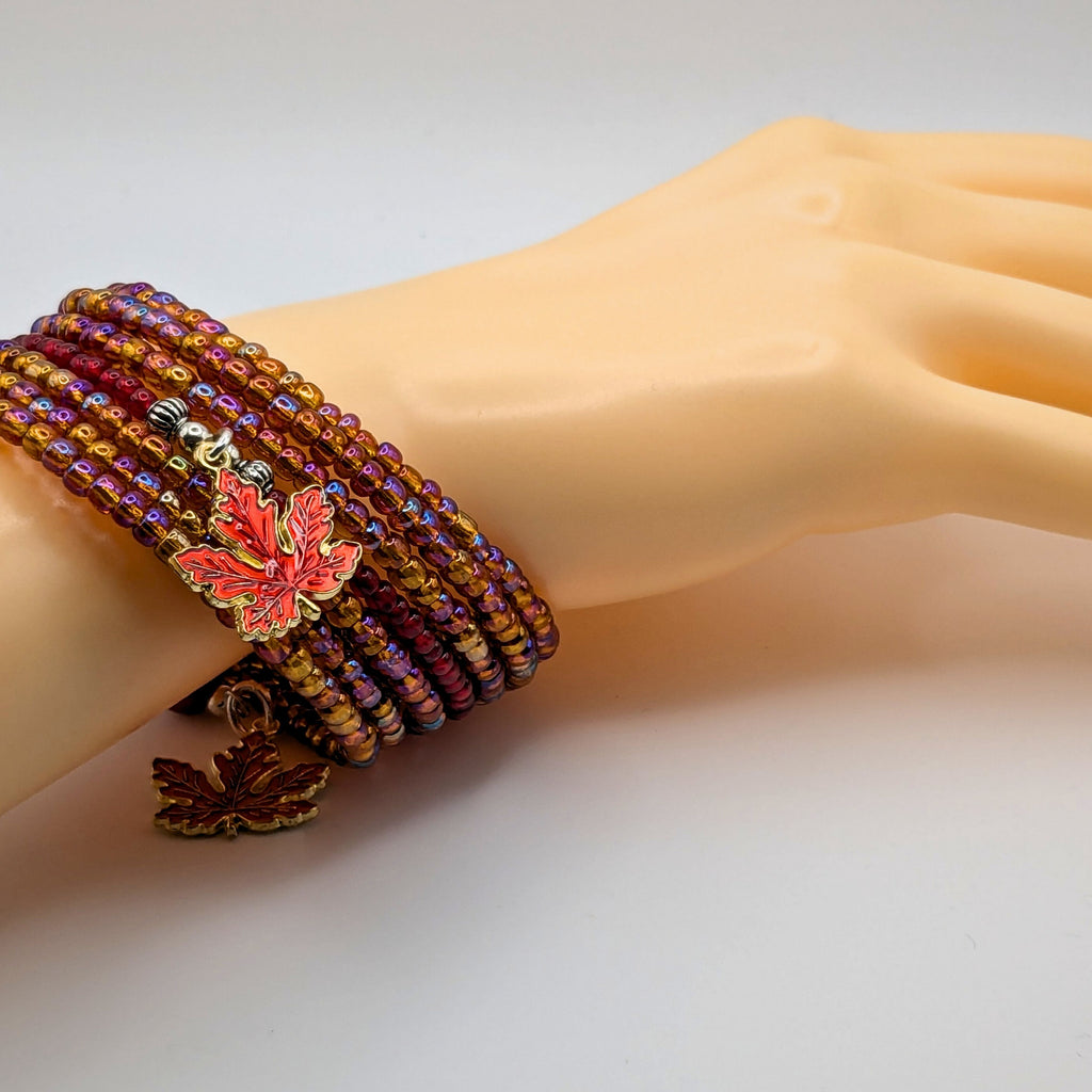 Turning Fall Leaves Beaded Wrap Bracelet image 1