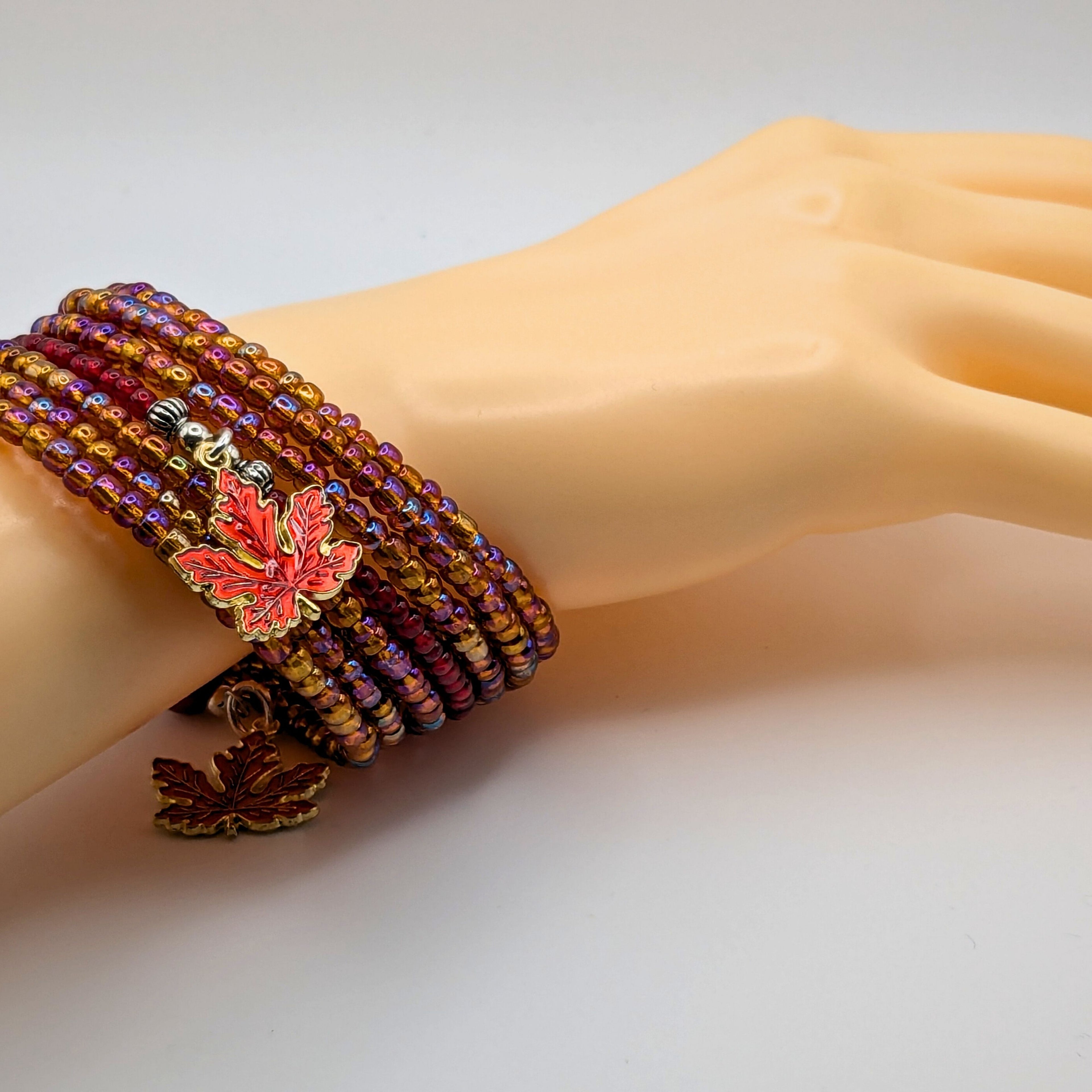 Turning Fall Leaves Beaded Wrap Bracelet image 1