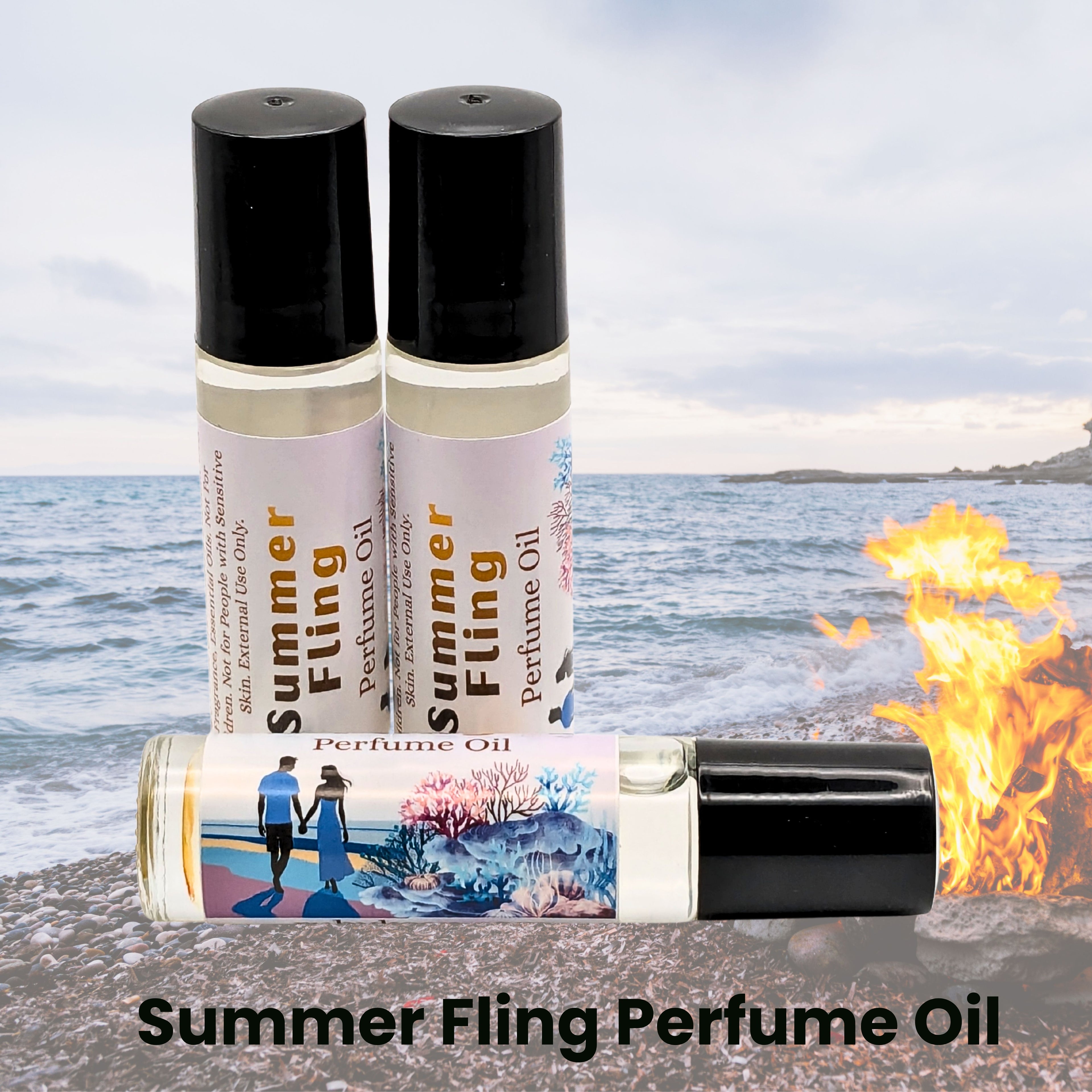 Summer Fling Perfume Oil | Ocean and Sea Salt Fragrance | Amber & Bonfire Scent image 0