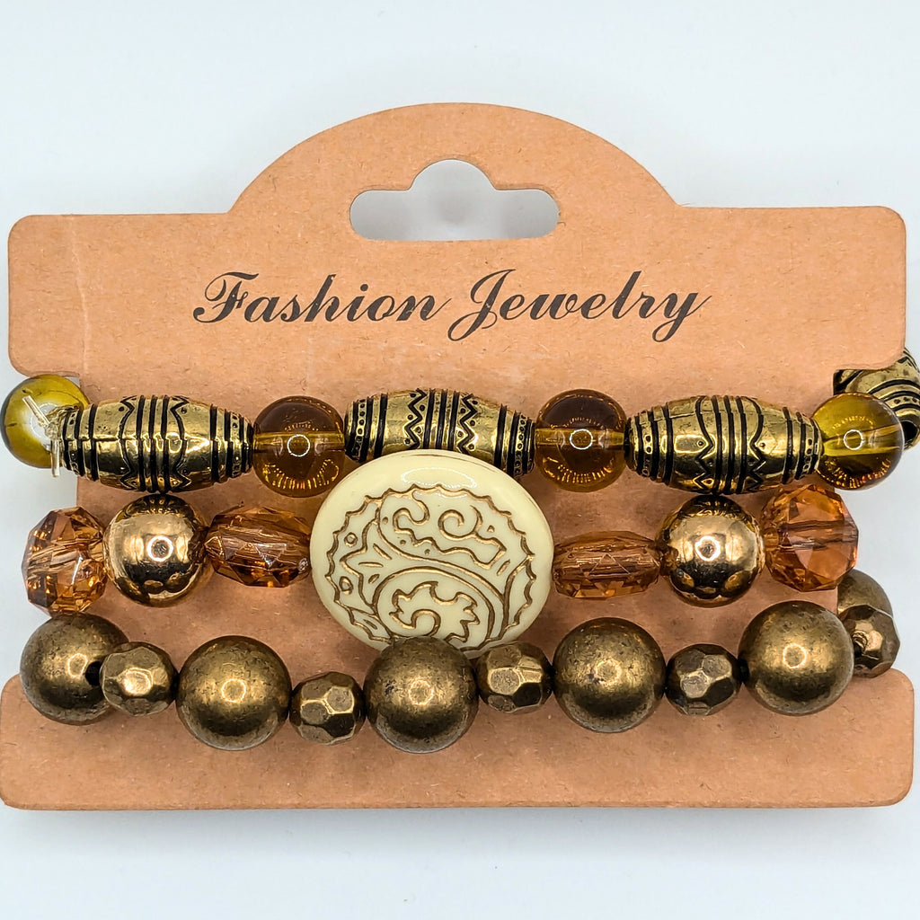 Brown Beaded Bracelets for Women Jewelry Boho Beaded 3 Stacked Set image 2