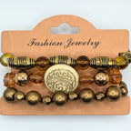 Brown Beaded Bracelets for Women Jewelry Boho Beaded 3 Stacked Set image 2