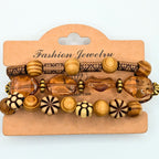 Brown Beaded Bracelets for Women Jewelry Boho Beaded 3 Stacked Set image 2