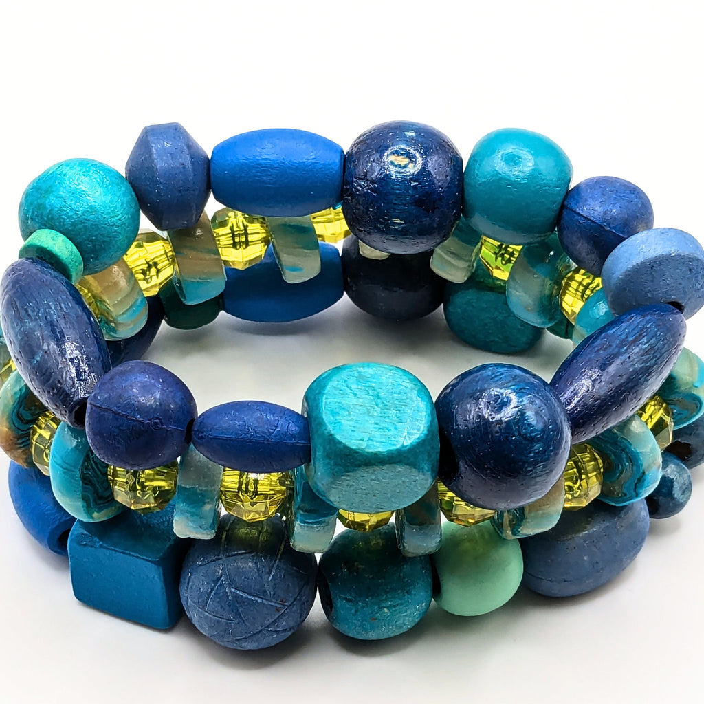 Blue Beaded Bracelets for Women Jewelry Boho Beaded 3 Stacked Set image 4