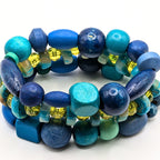 Blue Beaded Bracelets for Women Jewelry Boho Beaded 3 Stacked Set image 4