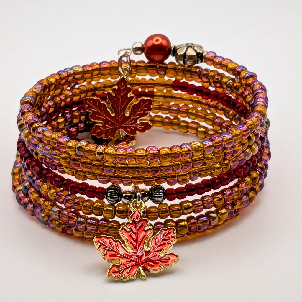 Turning Fall Leaves Beaded Wrap Bracelet image 0