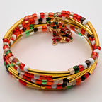 Golden Christmas Beaded Wrap Cuff Bracelet image 2
