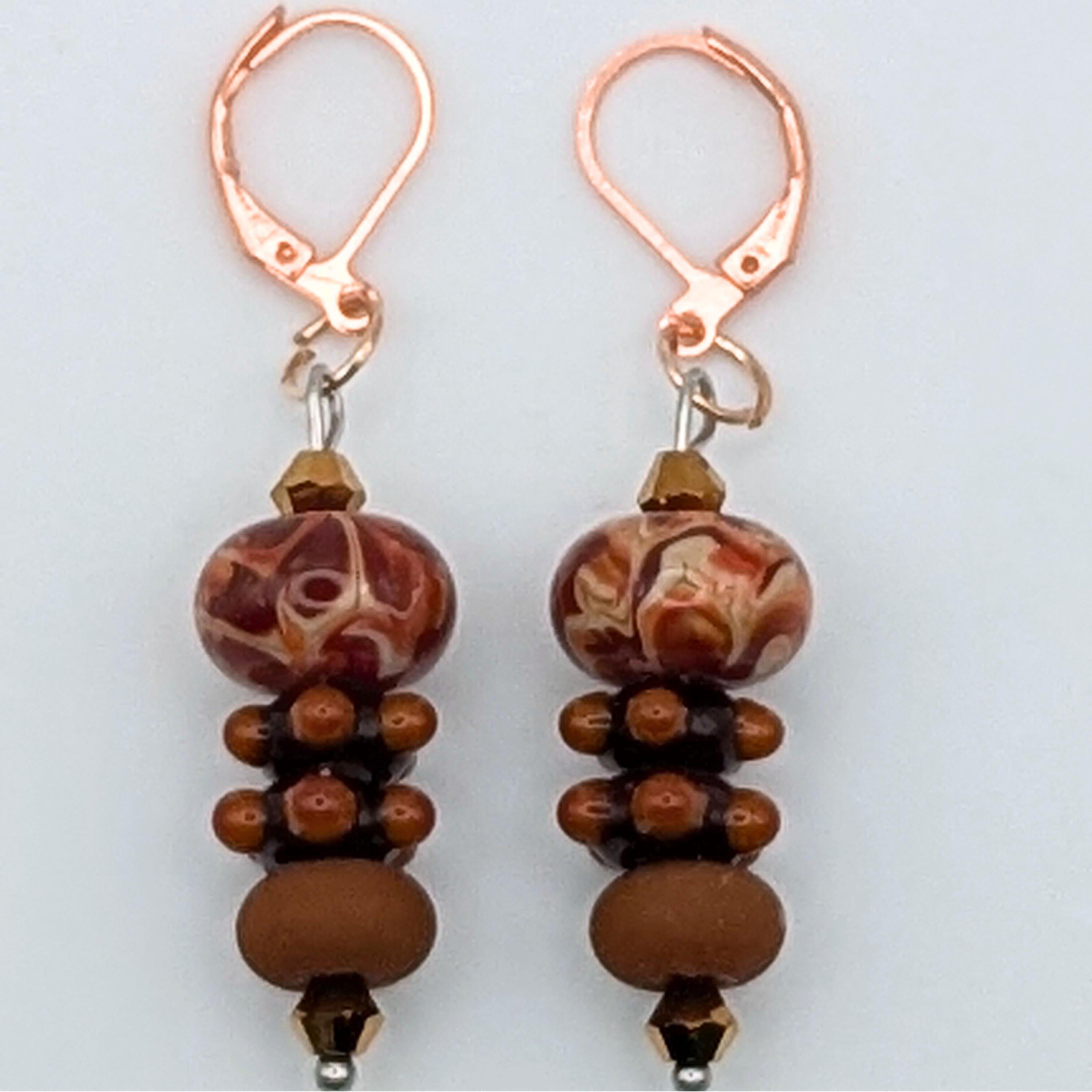 Brown Stacked Dangle Earrings image 1