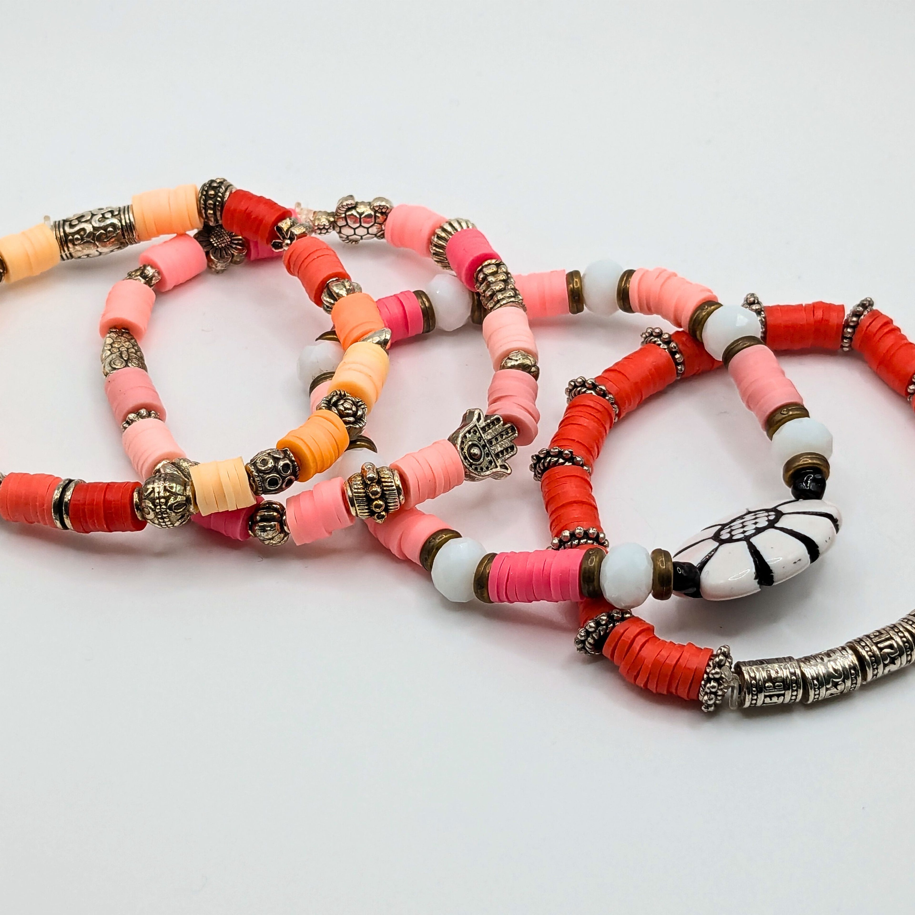 Beaded Bracelets for Women Trendy Jewelry Boho Beaded 4 Stacked Set image 2