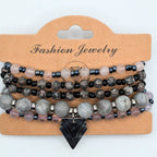 Gemstone Beaded Bracelets for Women Jewelry Boho Beaded 5 Stacked Set image 3