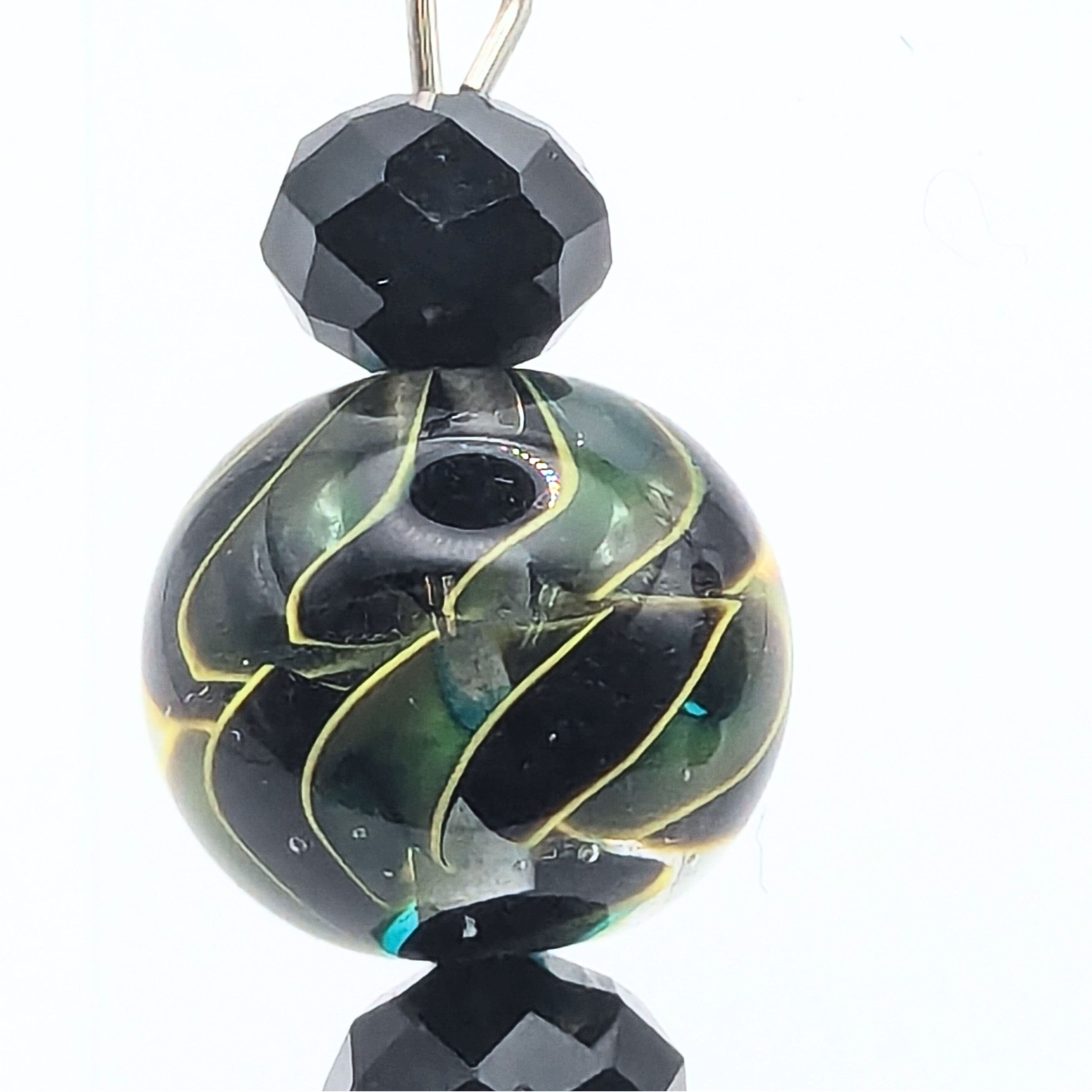 Green And Black Swirl Dangle Earrings image 4