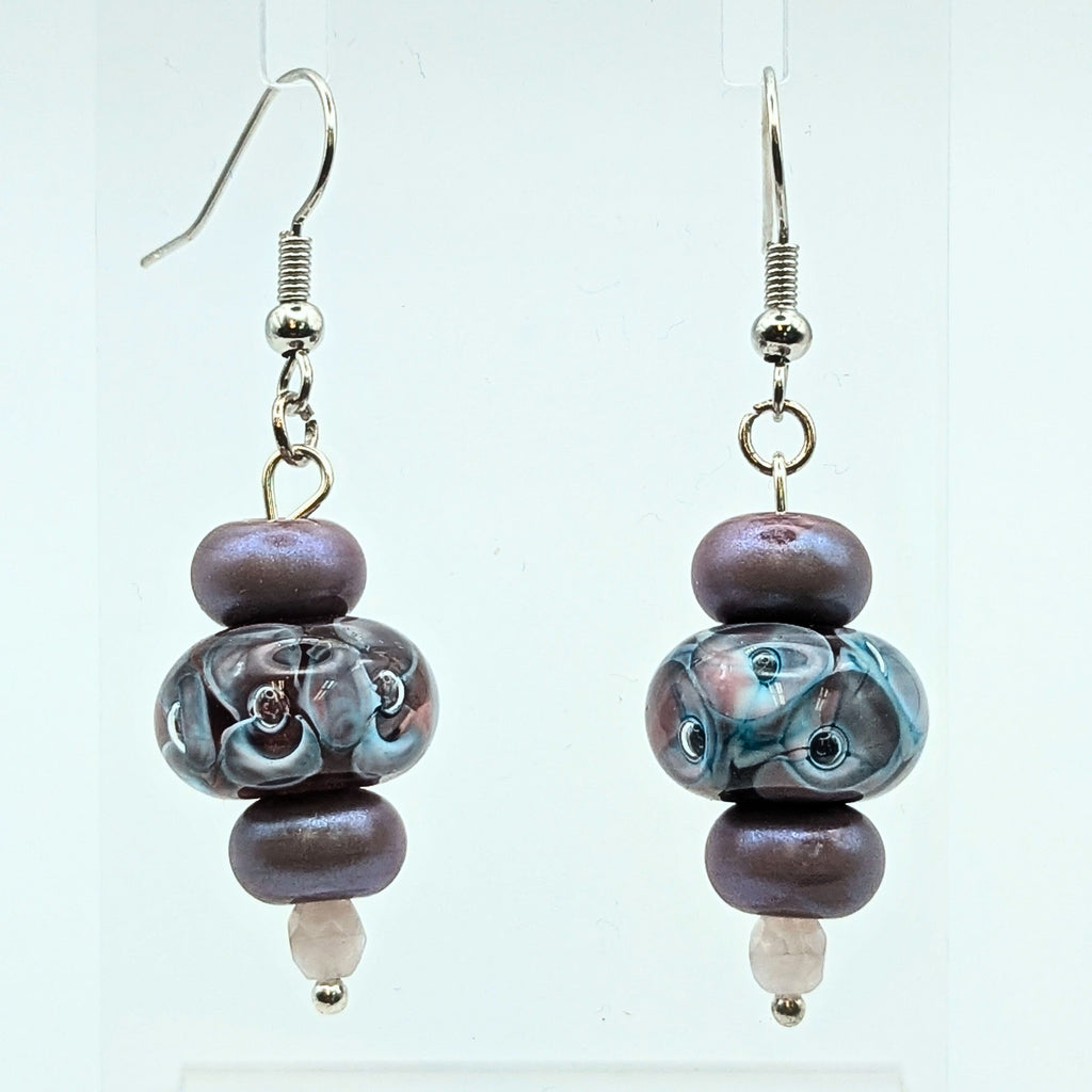 Purple Marbled Dangle Earrings image 0