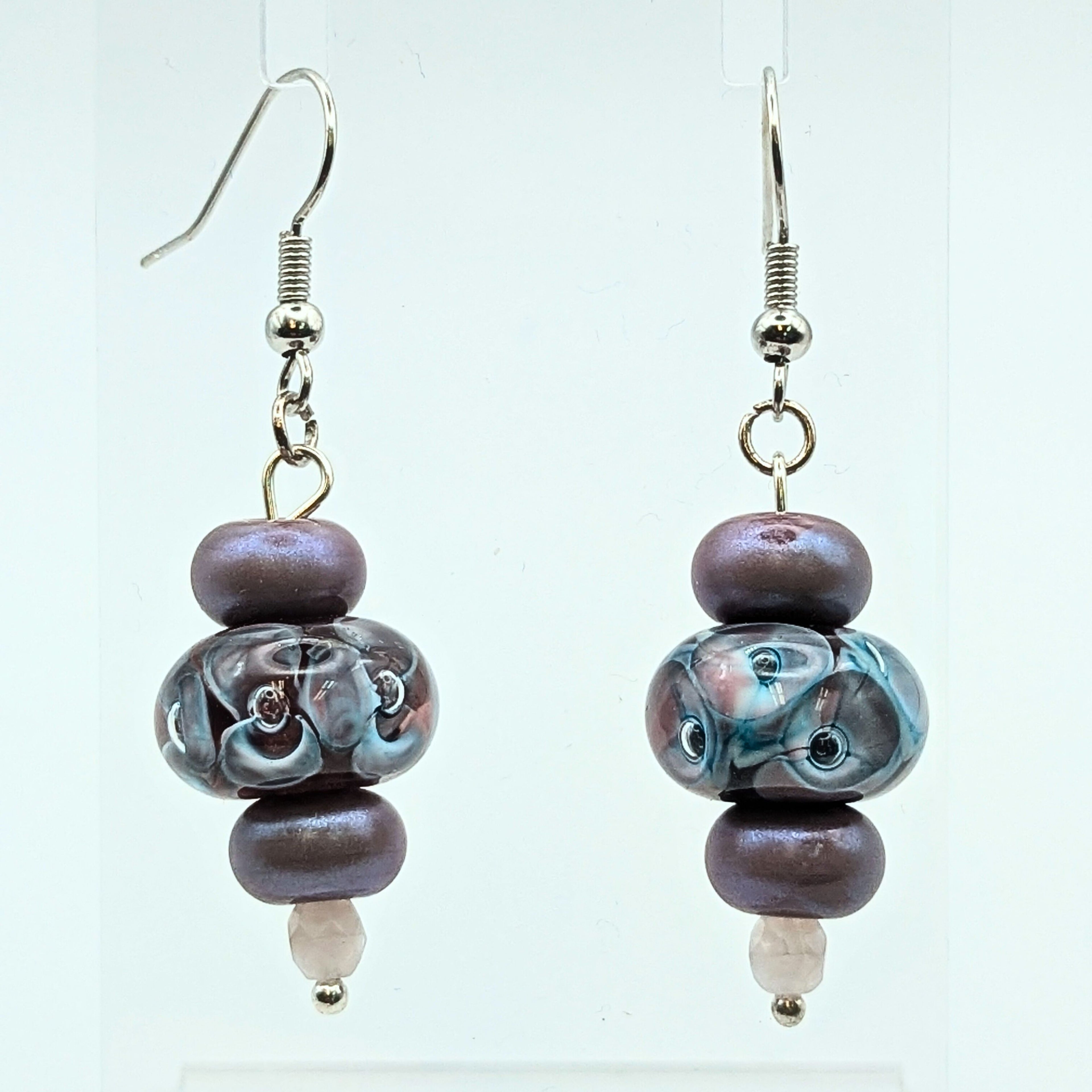 Purple Marbled Dangle Earrings image 0