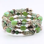 Light Green Woven Seed Bead 3-Layer Memory Wire Cuff Bracelet